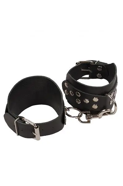Кайдани на щиколотки Leather Leg Cuffs Black - фото 4