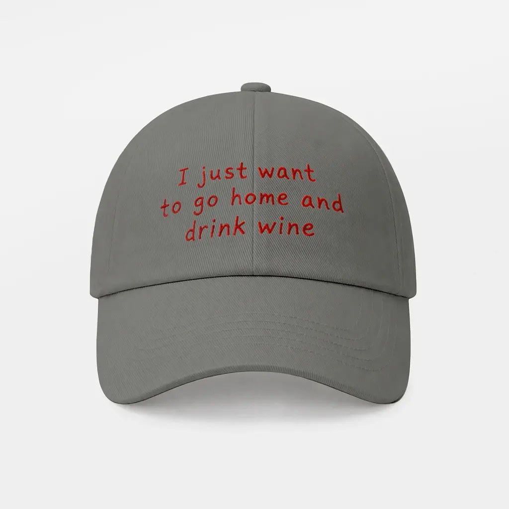 Кепка «I just wanna go home and drink wine» сіра - фото 6