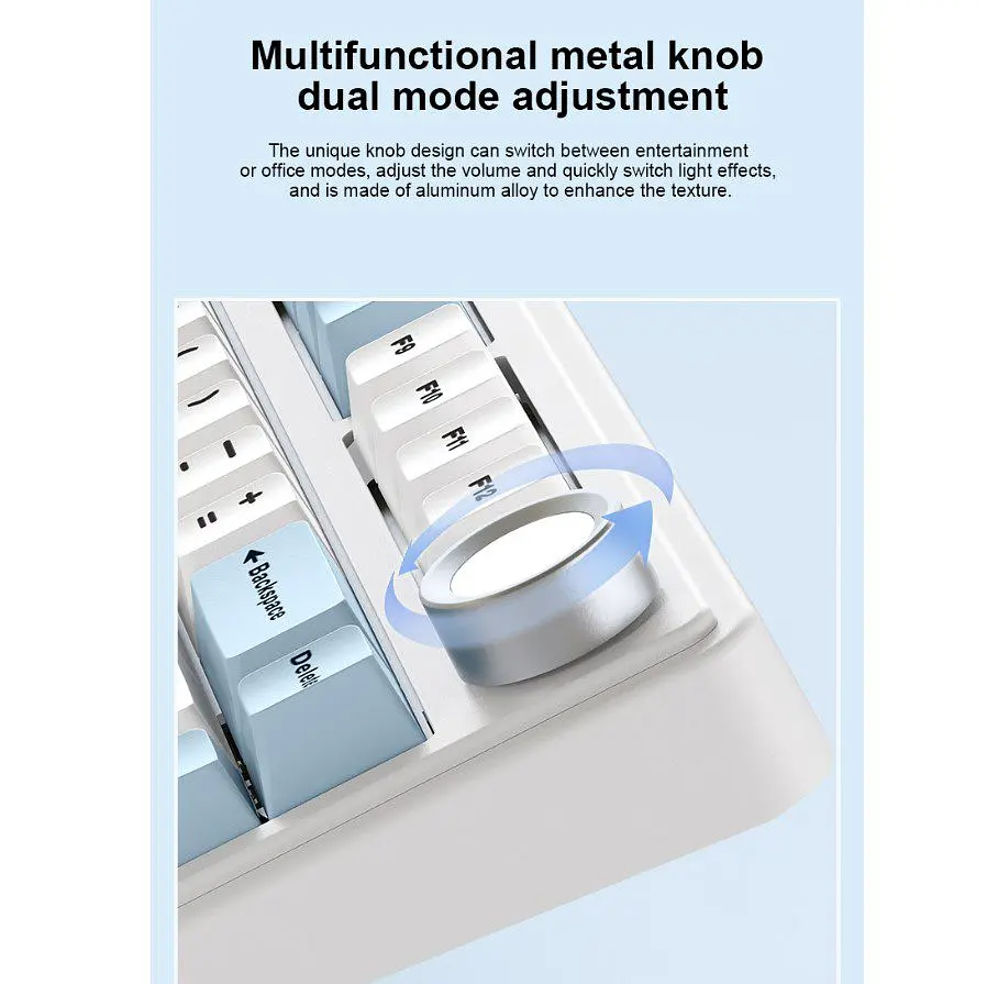 Клавіатура ігрова дротова механічна AULA F75 Wired Gasket Mechanical White KRGD Pink switch ENG/UKR - фото 5