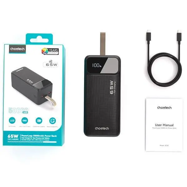 Павербанк Choetech Black 50 000 mAh / 65 Вт (B733) - фото 4