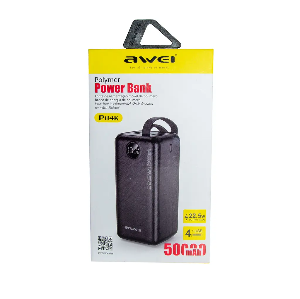 Повербанк AWEI Power Bank P114k, 50000 mAh Черный, мощный повербанк для роутера, модема, powerbank type c - фото 5