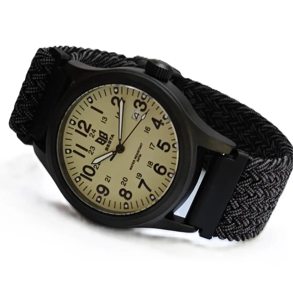 Наручний годинник чоловічий BESTA Command Green Nylon 2 ремінці Чорний (3621) - фото 3