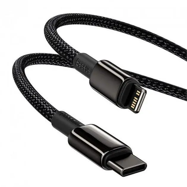 Кабель Baseus Tungsten Gold Fast Charging Cable Type-C to Lightning PD 20W 2m CATLWJ-A01 Black - фото 3