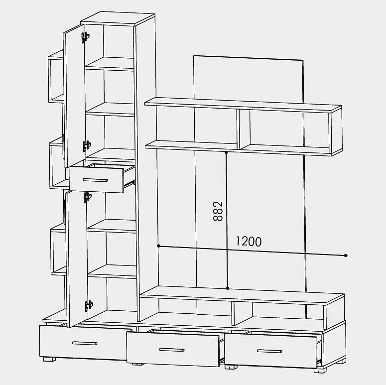 Стінка модульна у вітальню Еверест Бриз з пеналом 18 Сонома/Трюфель (DTM-2328) - фото 4