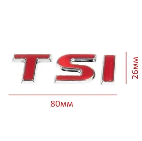 Емблема напис TSI 80x26 мм скотч 3М Червона з Хромом (1K9853675C) - фото 3