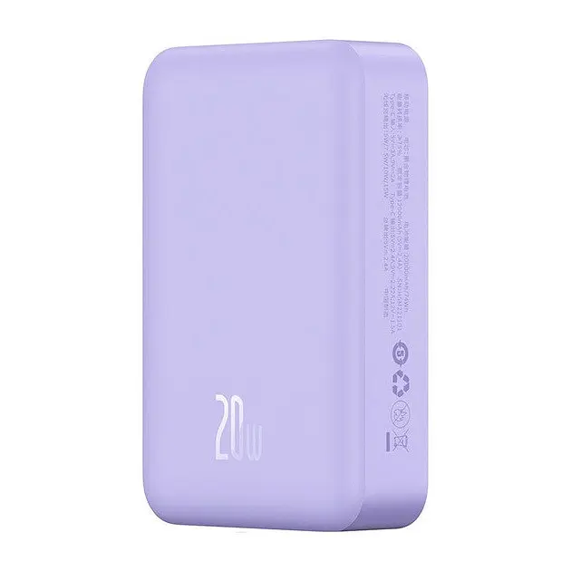 Зовнішній акумулятор бездротовий Baseus Magnetic Mini Wireless Fast Charge Power Bank 20000 mAh 20 W фіолетовий - фото 3