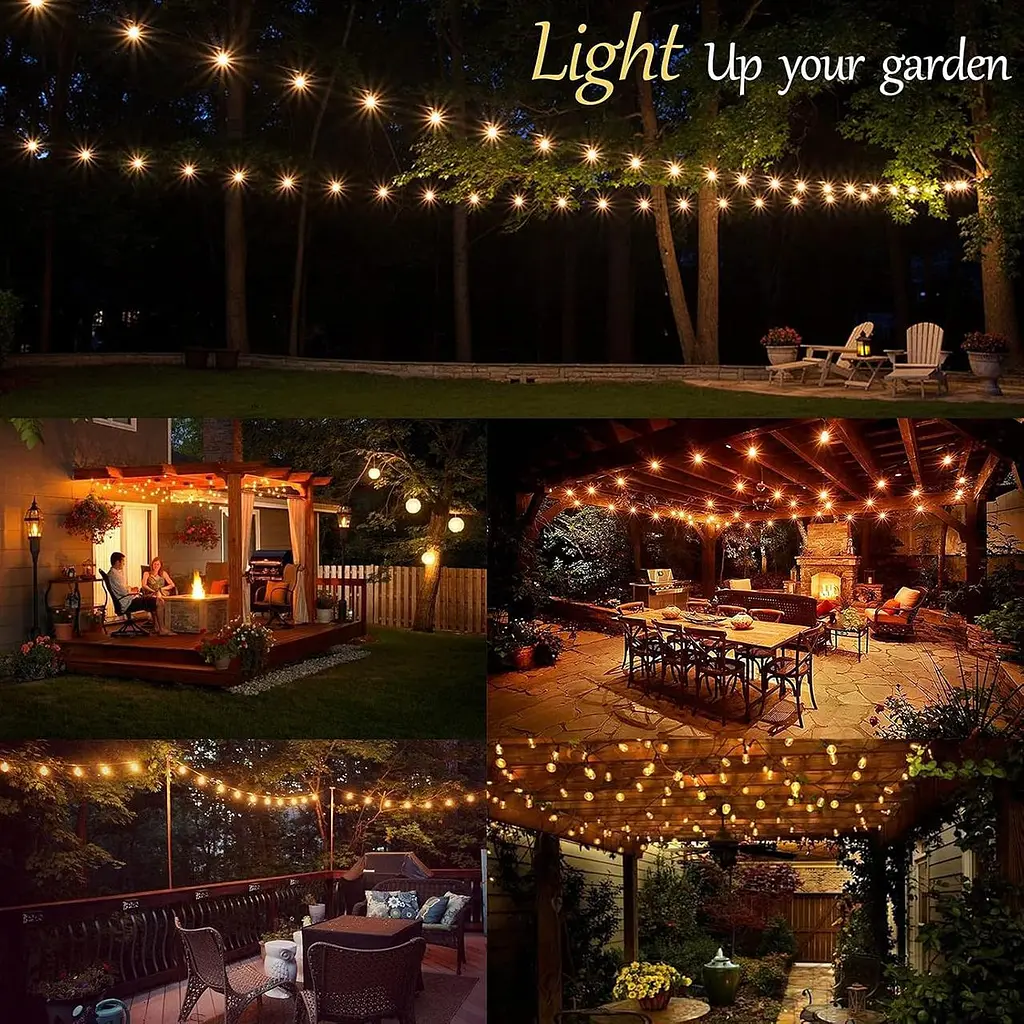 Светодиодная гирлянда Outdoor Power, 10 м Fairy Lights Outdoor Lights с 25+3 лампами G40 IP44 Водонепроницаемые, Внутренние - фото 6