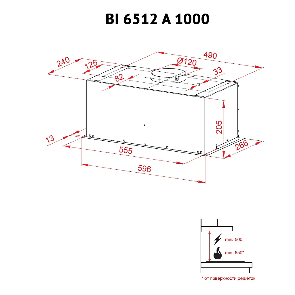 Витяжка повновбудована PERFELLI BI 6512 A 1000 W LED - фото 7
