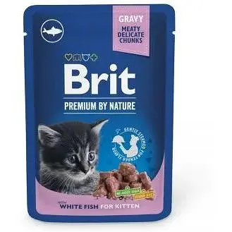 Вологий корм Brit Premium Cat pouch для кошенят біла риба 100 г - фото 4