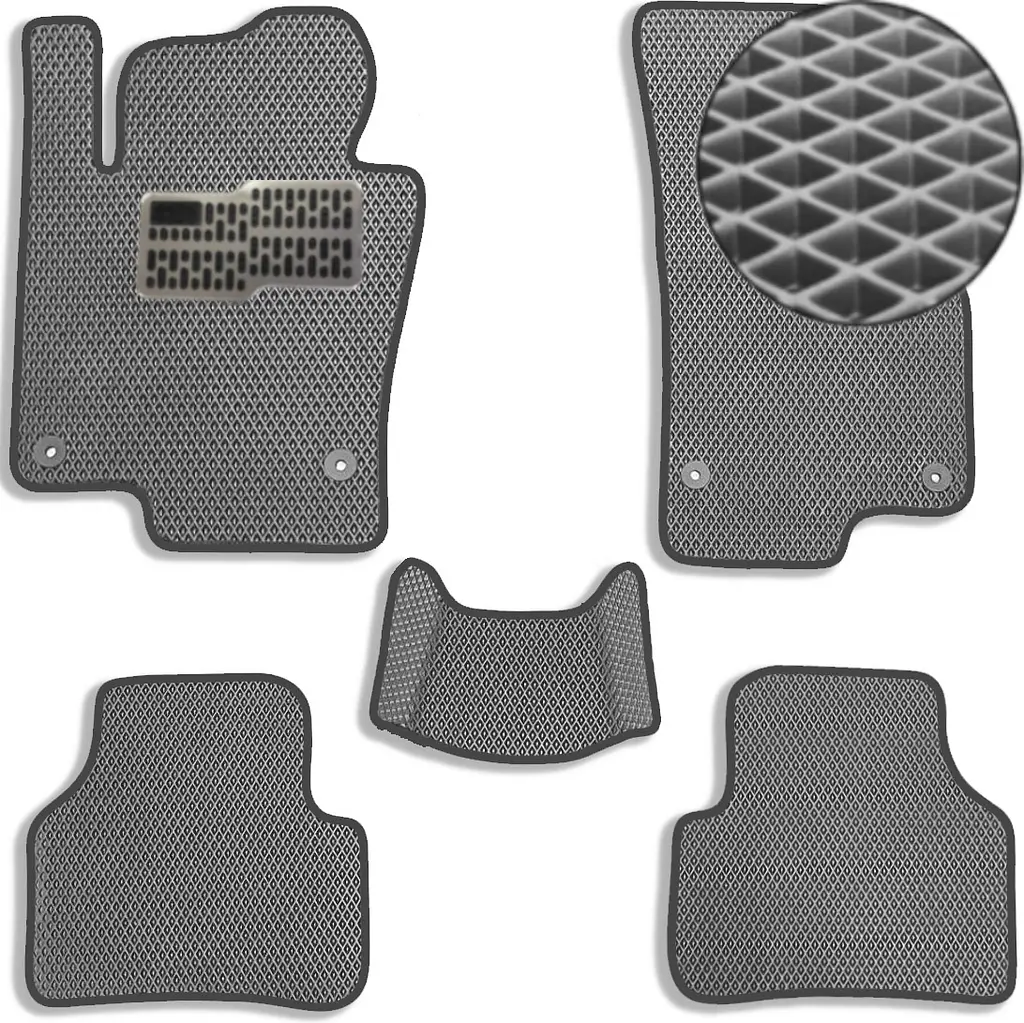 Килимки в салон EVA для Volkswagen Passat B6 2005-2010 (Металевий підп'ятник) Сірі 5 шт
