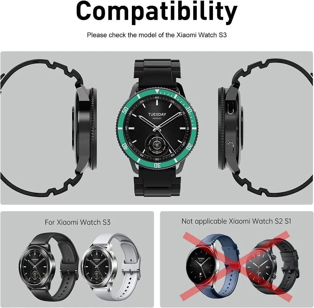 Безель Sikai для смарт-часов Xiaomi Watch S3/S4 Green-black - фото 8