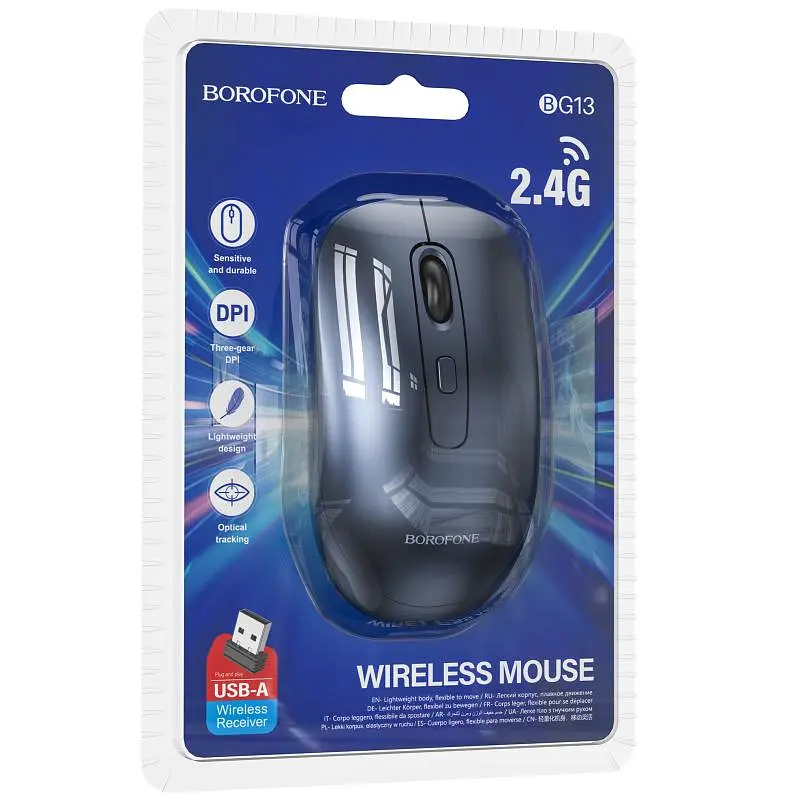 Миша бездротова Borofone BG13 Winner 2.4G Black / Metal gray - фото 2