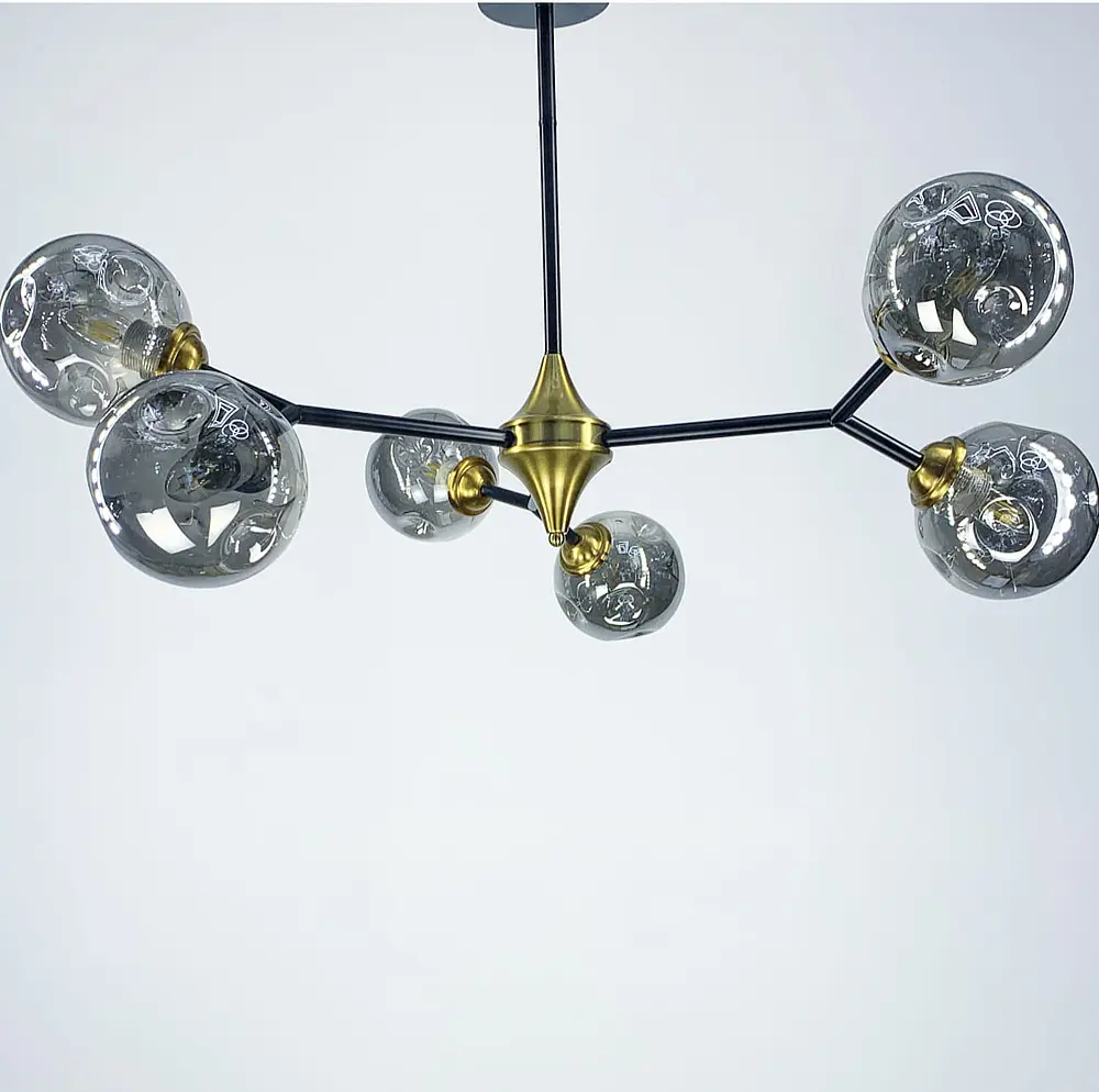 Люстра молекула на 6 плафонів Line.F Колір плафона Графітовий - фото 2