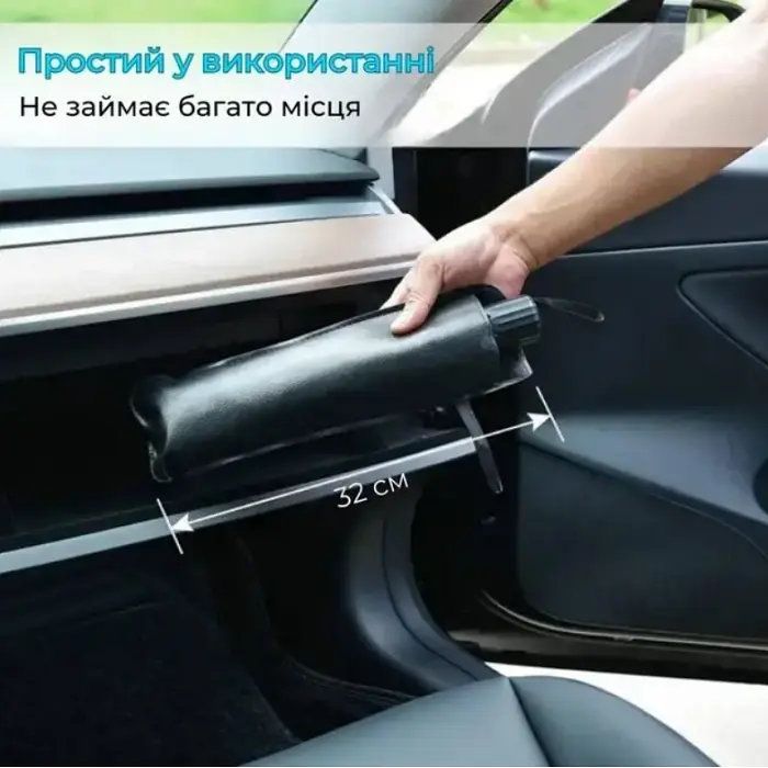 Автомобильный солнцезащитный зонт SlaviKo для лобового стекла, 140×78 см, серебристо-черный, с чехлом - фото 6