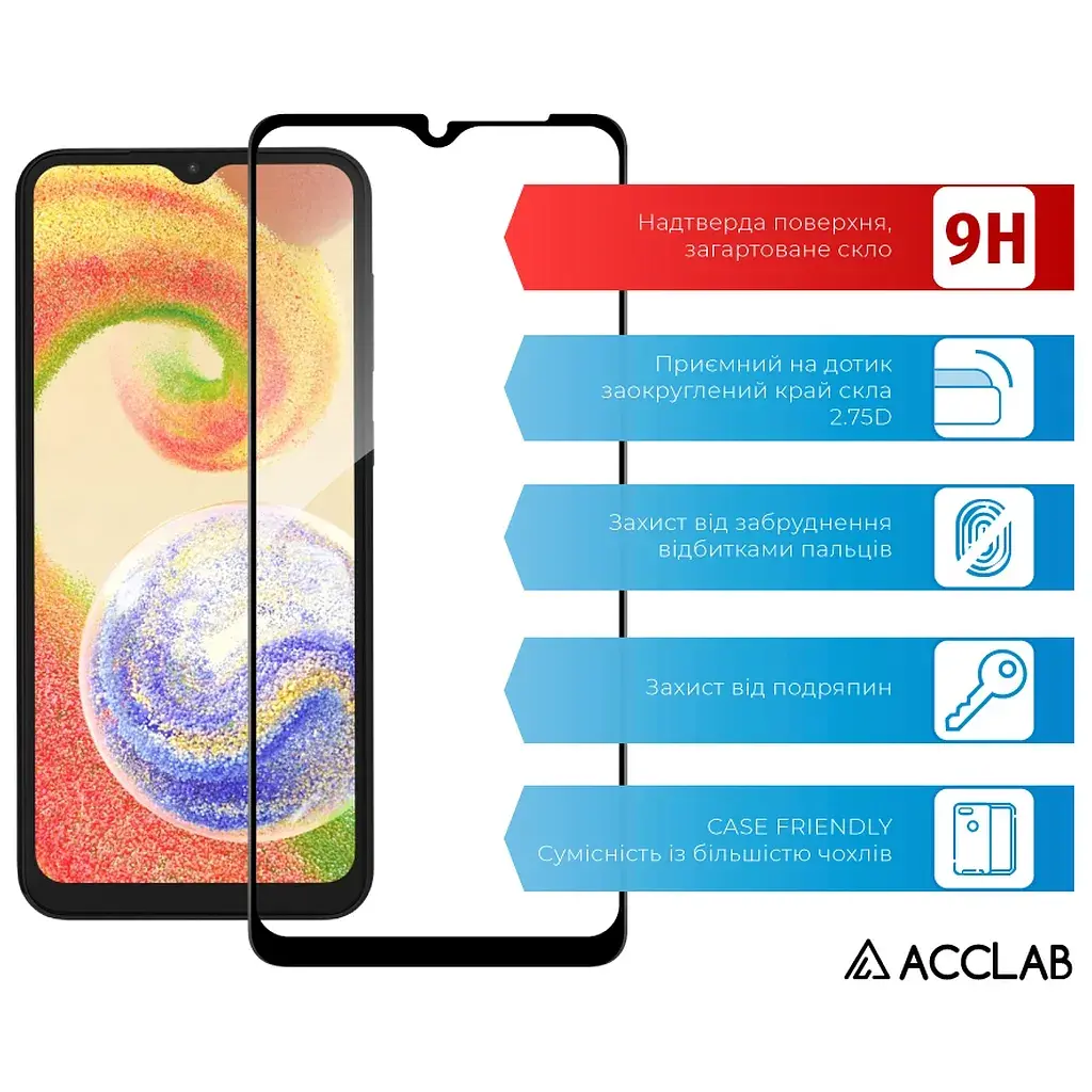 Скло захисне ACCLAB Full Glue Samsung A04 Black (1283126544804) - фото 3