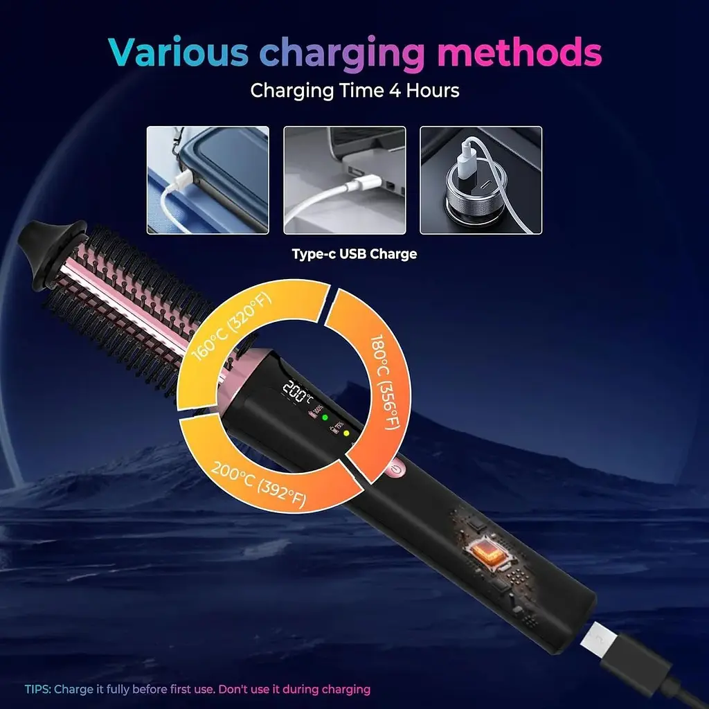 Щітка для випрямлення та завивки UKLISS Thermal Brush Cordless 3 в 1 22 мм - фото 6