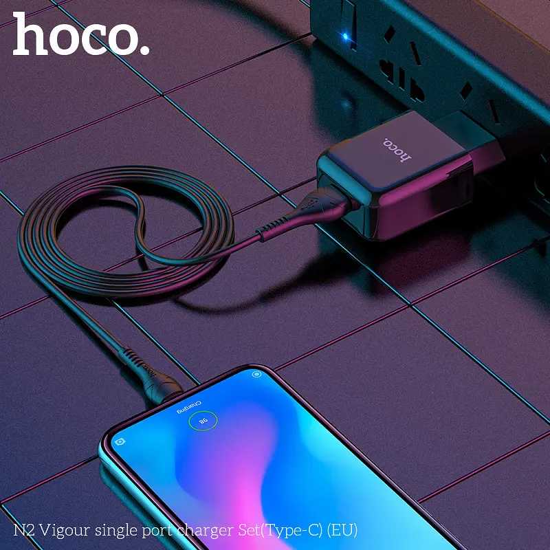 Адаптер мережевий HOCO Type-C cable Vigour N2 комплект із кабелем чорний - фото 10
