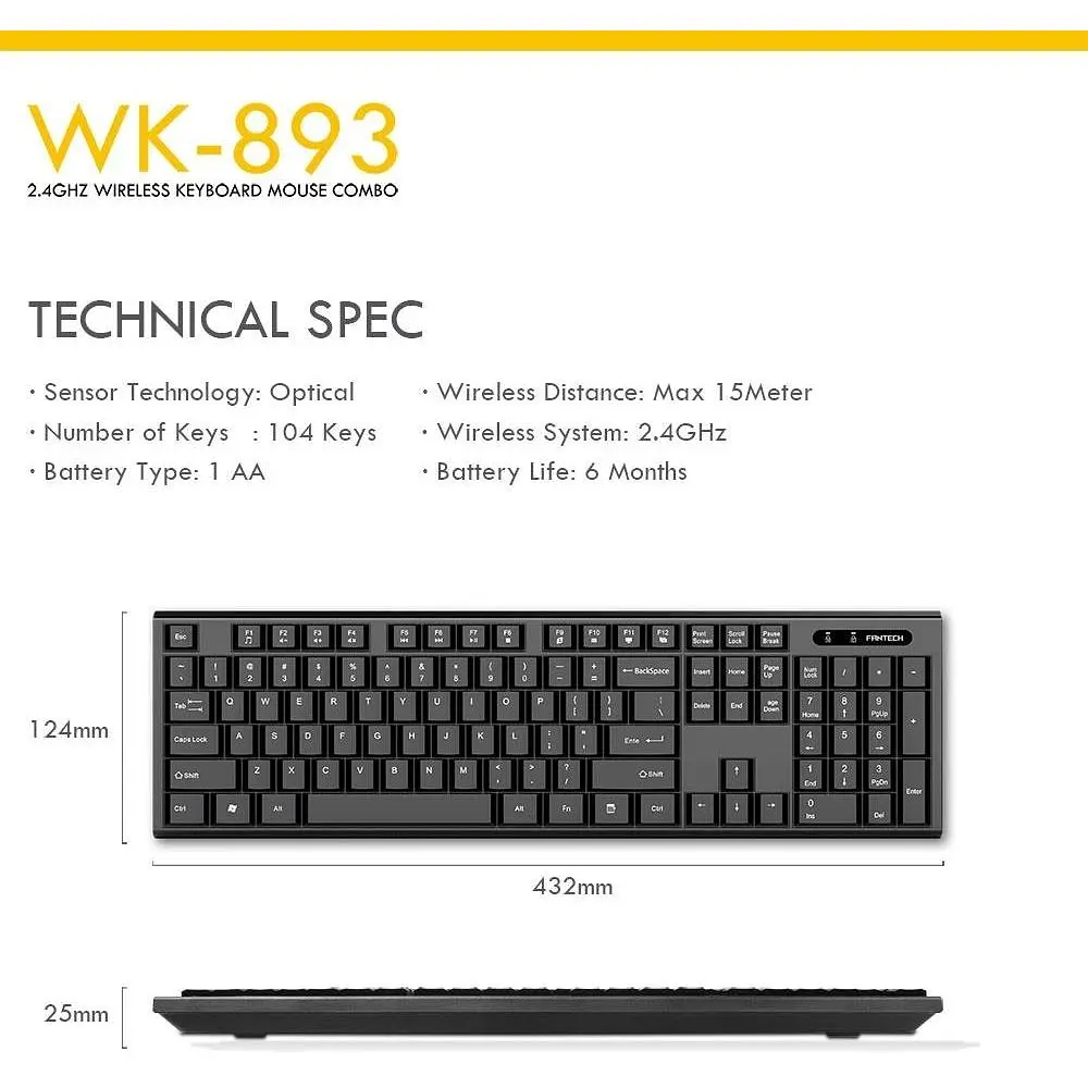 Бездротова клавіатура та миша Fantech WK-893 (39132-01_714) - фото 10