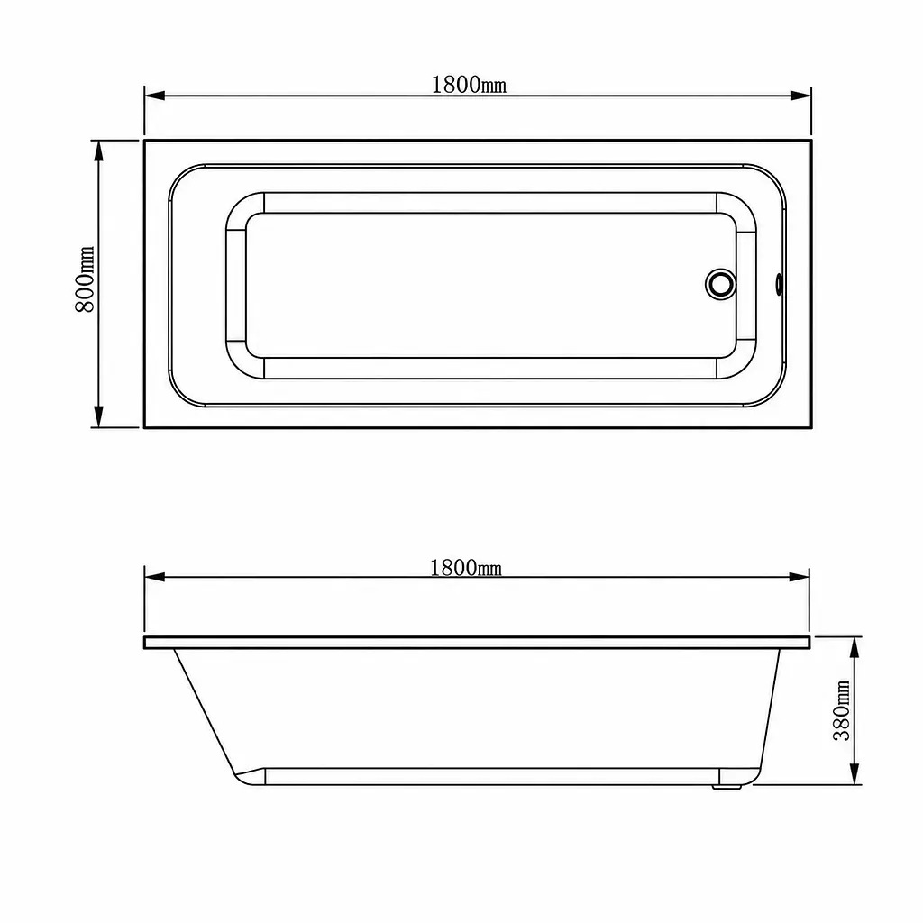 Вбудована прямокутна акрилова ванна VBI Amiata 180x80, біла VBI-070818 - фото 5