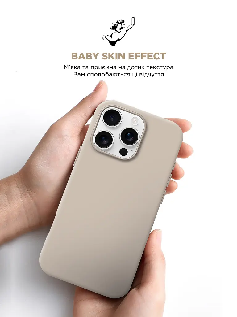 Силиконовый чехол для Apple iPhone 16 Pro, ICON2 Case, бежевый, противоударный, панель, защита всего корпуса, матовая поверхность Soft Touch, выступает над дисплеем, совместим с защитными стеклами и пленками, с микрофиброй, ArmorStandart (ARM79635) - фото 8