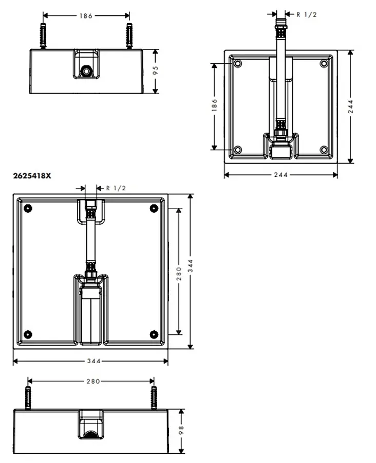 Прихована частина Hansgrohe Raindance E для верхнього душу 400x400 мм 1jet 26254180 - фото 2