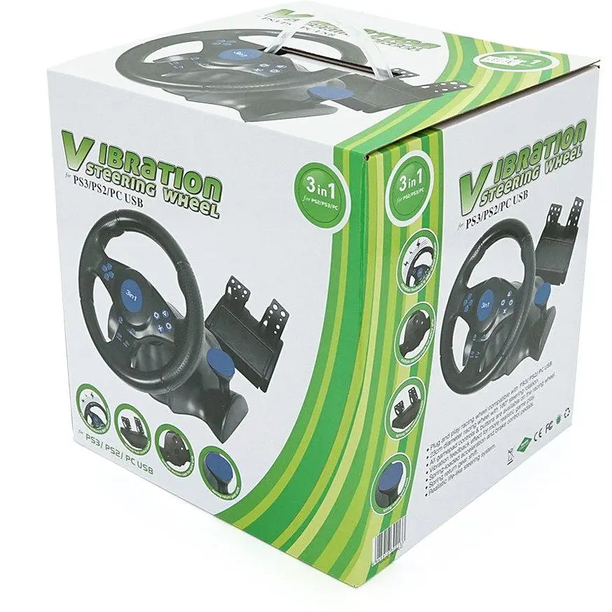 Руль гоночный игровой вибрационный с педалями Voltronic R3/1FX для PC/PS2/PS3 - фото 5