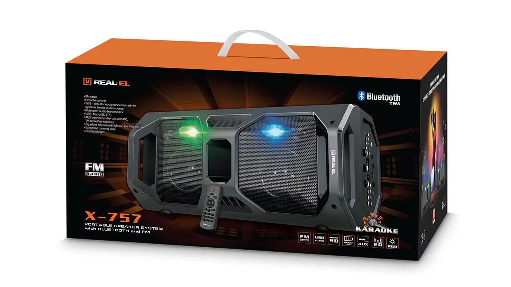 Портативный музыкальный центр бумбокс REAL-EL X-757 Black - фото 10