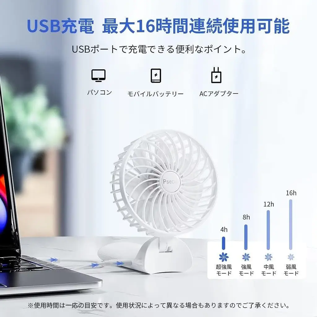 Портативный вентилятор Pseci USB 4 уровни регулировки - фото 3