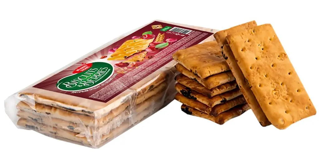 Печиво затяжне Житомирські ласощі з начинкою "BISCUITS & BERRIES" вишня та родзинки 210 г * 8 шт - фото 2