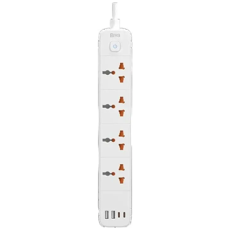 Мережевий фільтр Biva PS-05 4 sockets + 2USB 15W + 2TypeC 20w 2m Power Strip White - фото 5