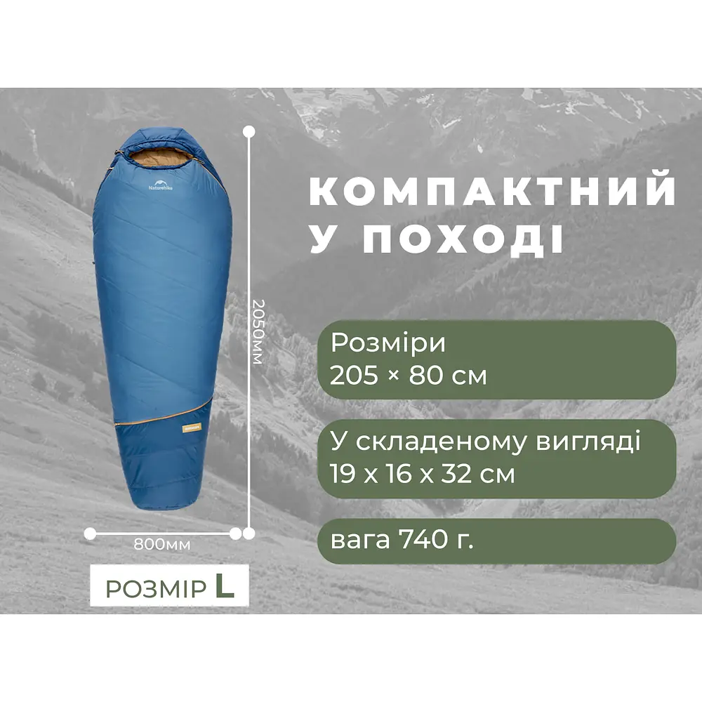 Спальник Naturehike Pro MG120 CNK2550WS044, p-p L, блакитний - фото 8