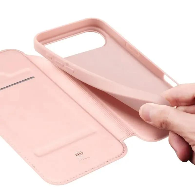 Чохол-книжка Dux Ducis з кишенею для візиток для Apple iPhone 17 Air 6.5" Rose Gold - фото 4