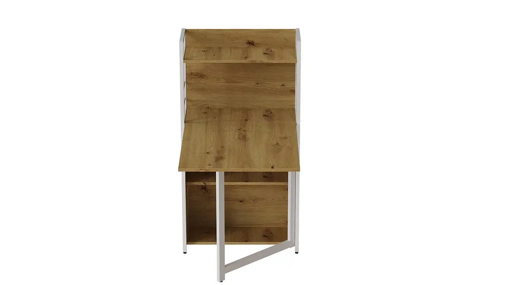 Стіл книжка з етажеркою Практик 1 Ferrum-decor 1200x640x990 Білий метал ДСП Дуб Артізан 16 мм (FRD-104623) - фото 2