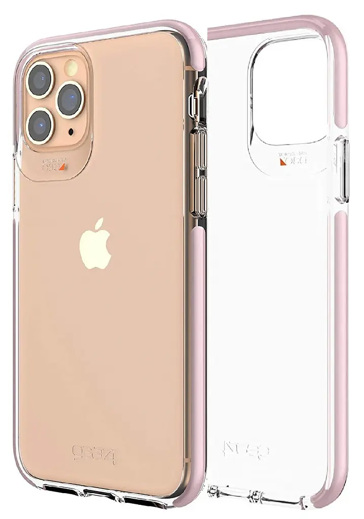 Протиударний прозорий чохол GEAR4 Piccadilly D3O з антимікробним покриттям для iPhone 11 Pro (5.8") Pink + Transparent