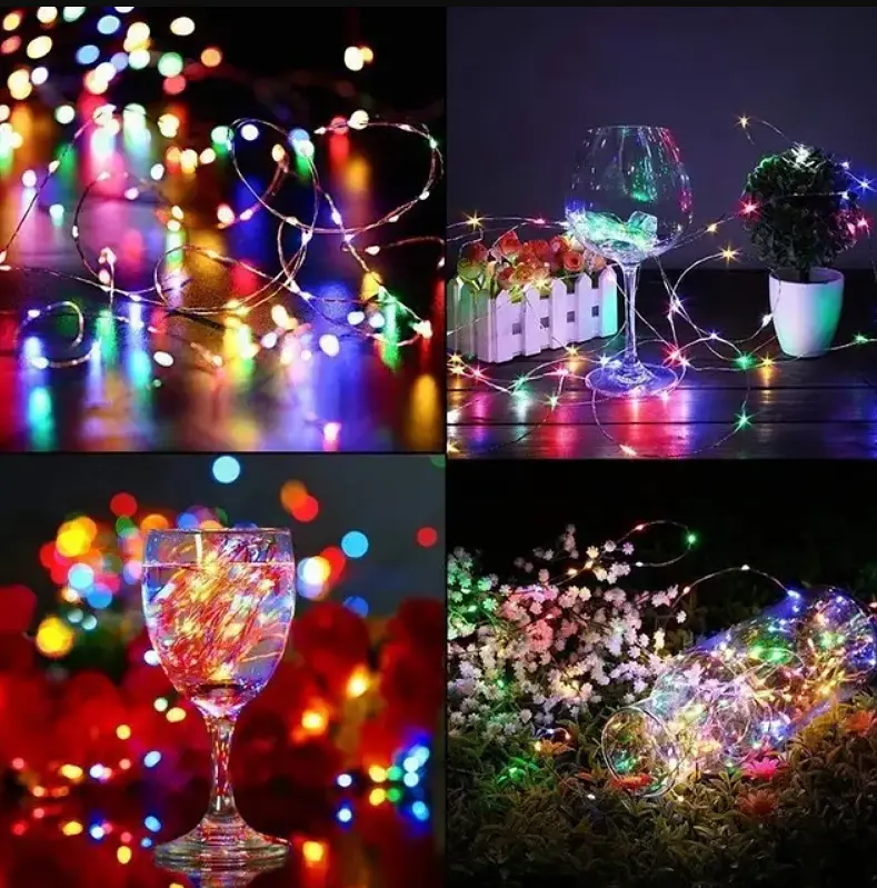Світлодіодна гірлянда нитка крапля роси 4.5 м 50led батарейки RGB - фото 3