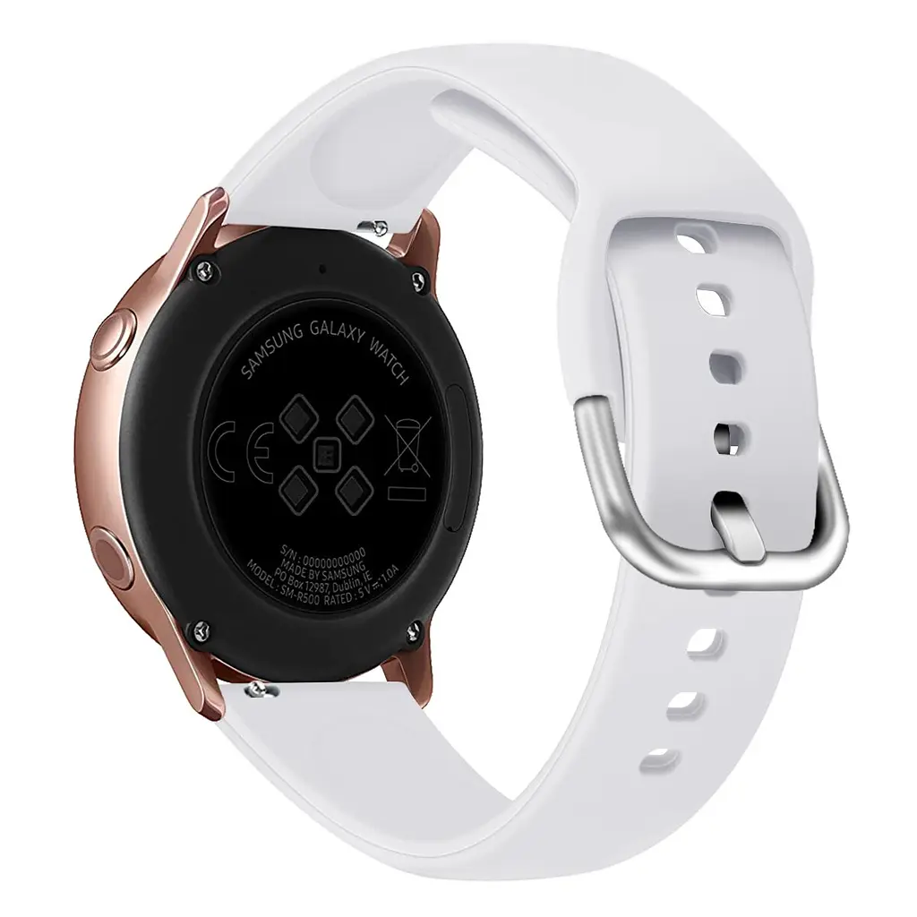 Силіконовий ремінець Watchbands білий для Samsung Galaxy Watch Active 2 для Samsung Galaxy Watch Active - розмір L (WB0021NORMALWHITE) - фото 2