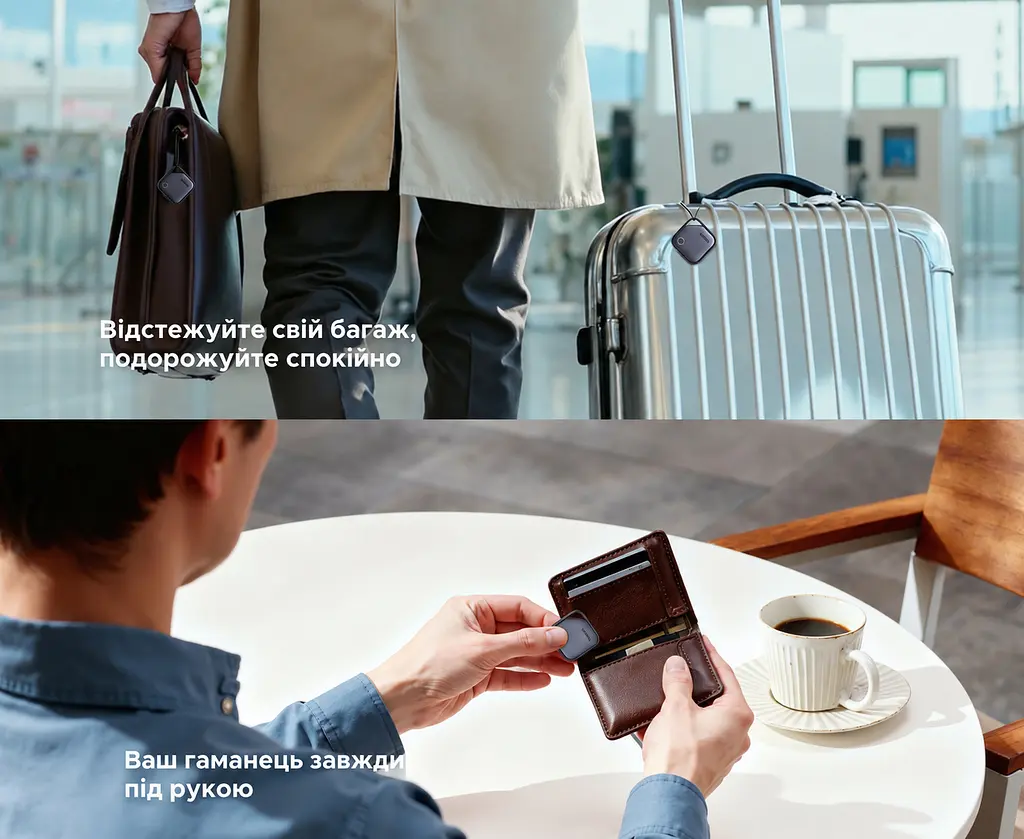 Bluetooth-трекери для пошуку речей UGREEN FineTrack CM916 4 шт. AirTag пошукові мітки для Apple Find My або Android Find Hub з перезаряджанням через USB-C зі звуковим пошуком зі сповіщеннями про залишені речі зі спільним доступом до місцезнаходження до 1 року роботи на заряді синьо-сірі з чорною рамкою (75646P) - фото 10