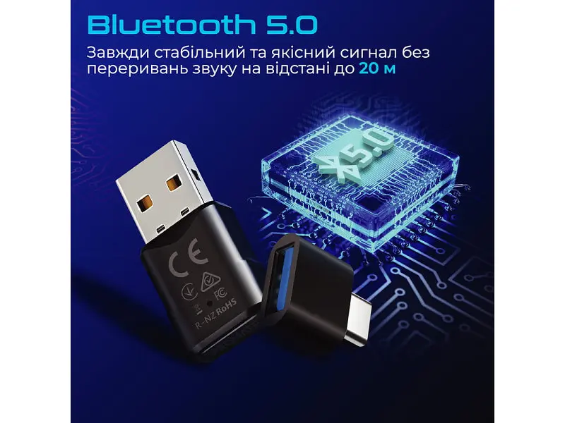 Bluetooth-адаптер Promate BlueLink Bluetooth 5.0 Black (bluelink.black) - фото 2