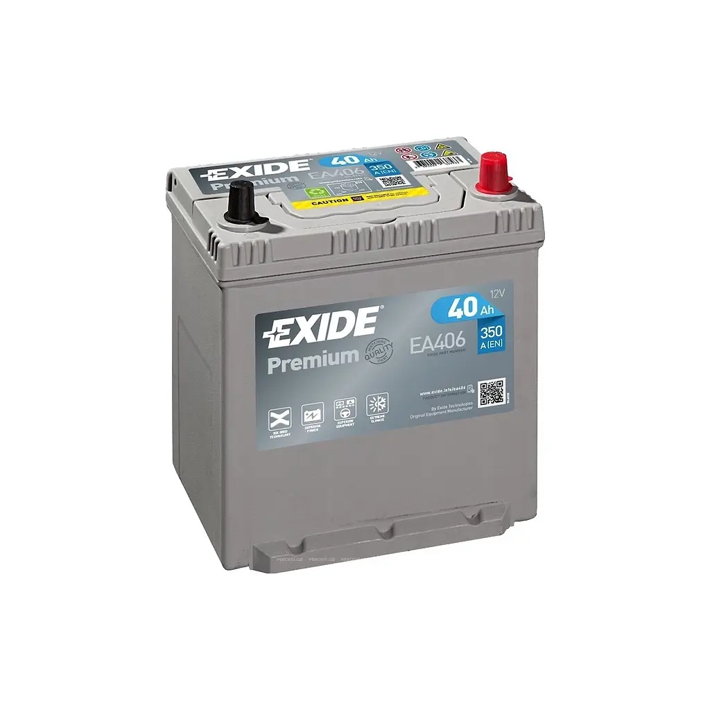 Акумулятор автомобільний EXIDE PREMIUM 40A (EA406) - фото 2