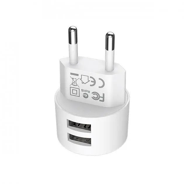 Зарядний пристрій блок на 2 порти Borofone BA23A 2 USB білий - фото 2