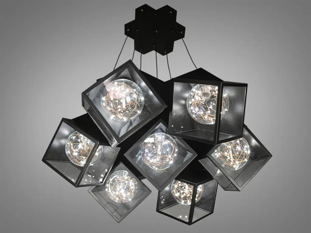 Люстра стельова LED Diasha 6188-7 Loft, 28W, чорний, сучасний стиль, висота 40 см, вага 6,8 кг - фото 2