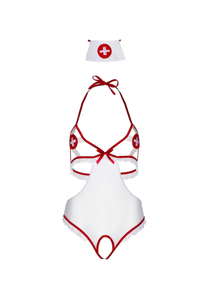 Костюм медсестри Leg Avenue Naughty Nurse, one size, боді та шапочка - фото 3