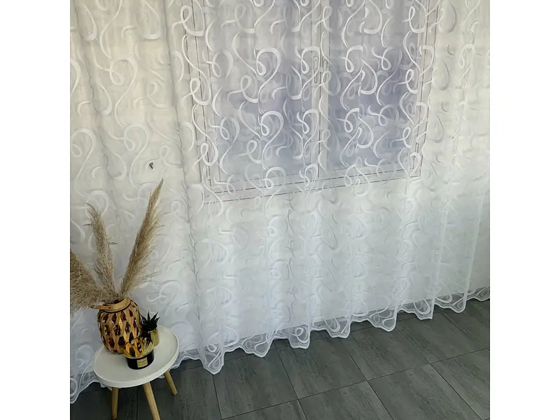 Жакардовий Турецький тюль "Вензель" білий 300х270, тасьма ALBO pbe0052325 - фото 6