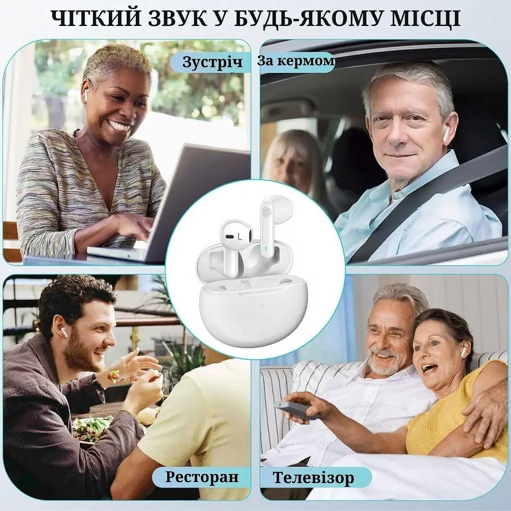 Слуховий апарат AIMED NO-EARBUDS Series HEARING AID без вушних затичок колір білий - фото 7