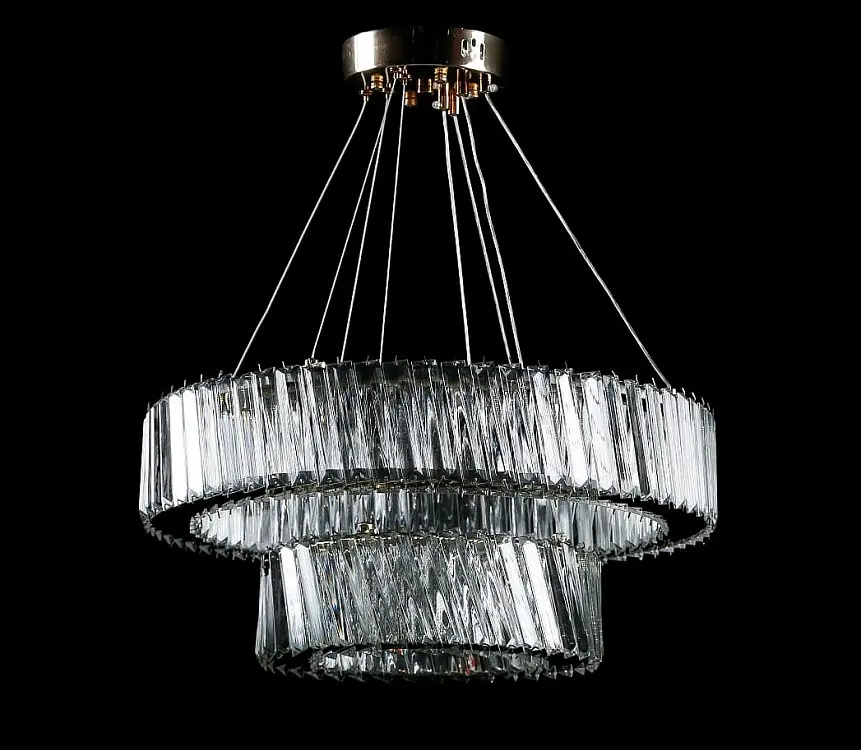 Люстра світлодіодна Splendid Ray L228/500+300/2 LED, 2 лампи, золота, біла, регульована висота 30-110 см - фото 2