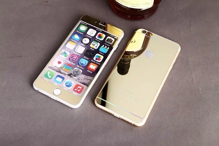 Противоударное стекло на экран и заднюю панель для iPhone 6 Plus Золотистое - фото 2