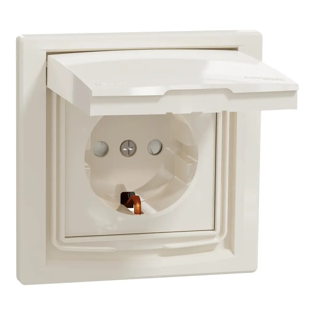 Розетка Schneider Electric ASFORA з кришкою IP44, крем (EPH3100323) - фото 2