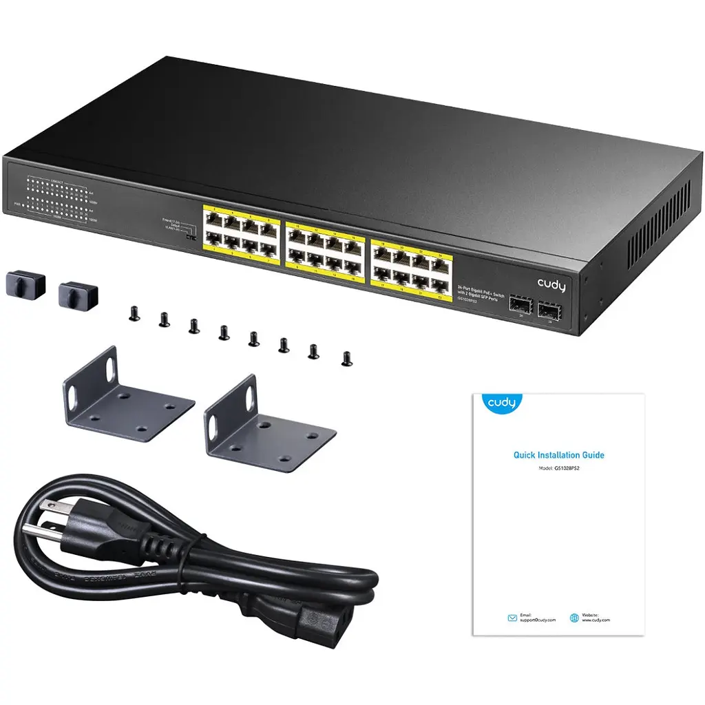 Комутатор Cudy GS1028PS2, 24-Gigabit PoE+ Switch with 4 Uplink Gig Ports and 2 Gig SFP Slots 300W - фото 5