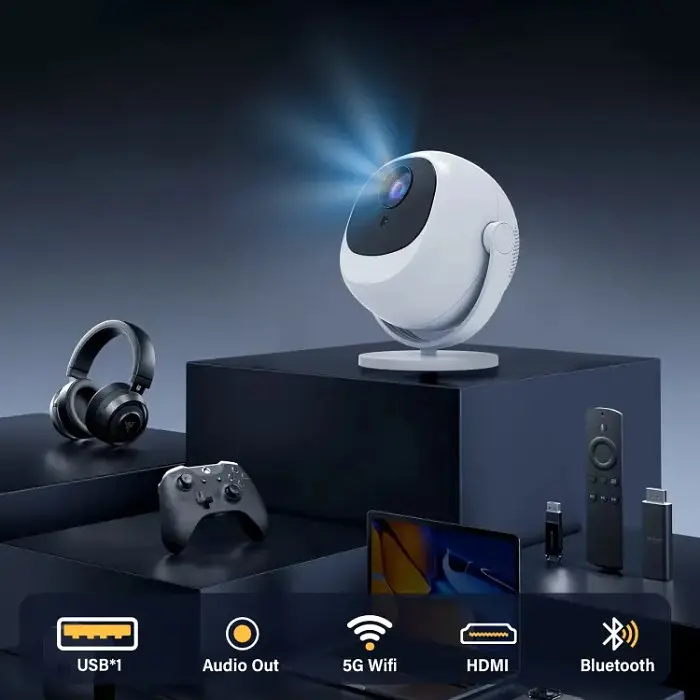 Проєктор H96 MAX BL360 LED LCD HD 200AL 16:9 H713 1G/8G Android 11.0 HDMI WiFi BT біло-чорний - фото 5
