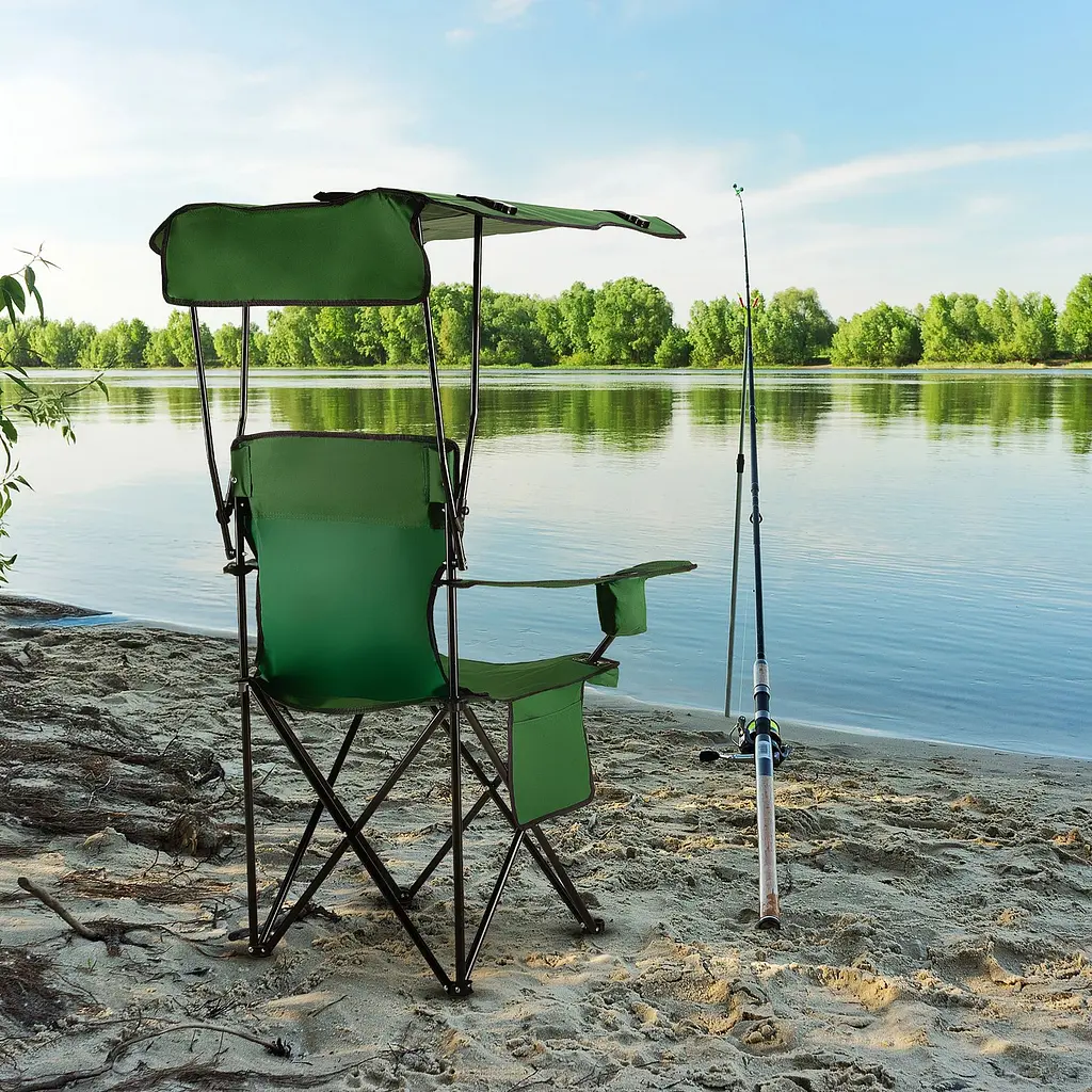 Крісло туристичне розкладне Outtec Sun XXL з дашком зелений - фото 3